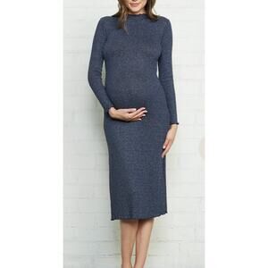 Rachel Pally Women's Size XL Metallic Blue Long Sleeve Sweater Dress Stretch